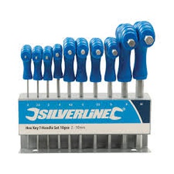 HEX KEY T-HANDLE SET 10PCS 2-10MM SILVERLINE