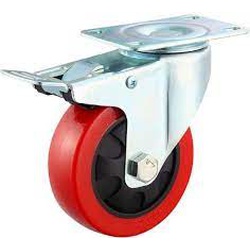 CASTER 4" GREY + RED FIXED PGPF-04 (PUFG-04)