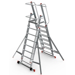 Double Sided Adjustable Wheeled Platform Ladder