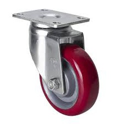 CASTER 4" H/DUTY RED FIXED EDL